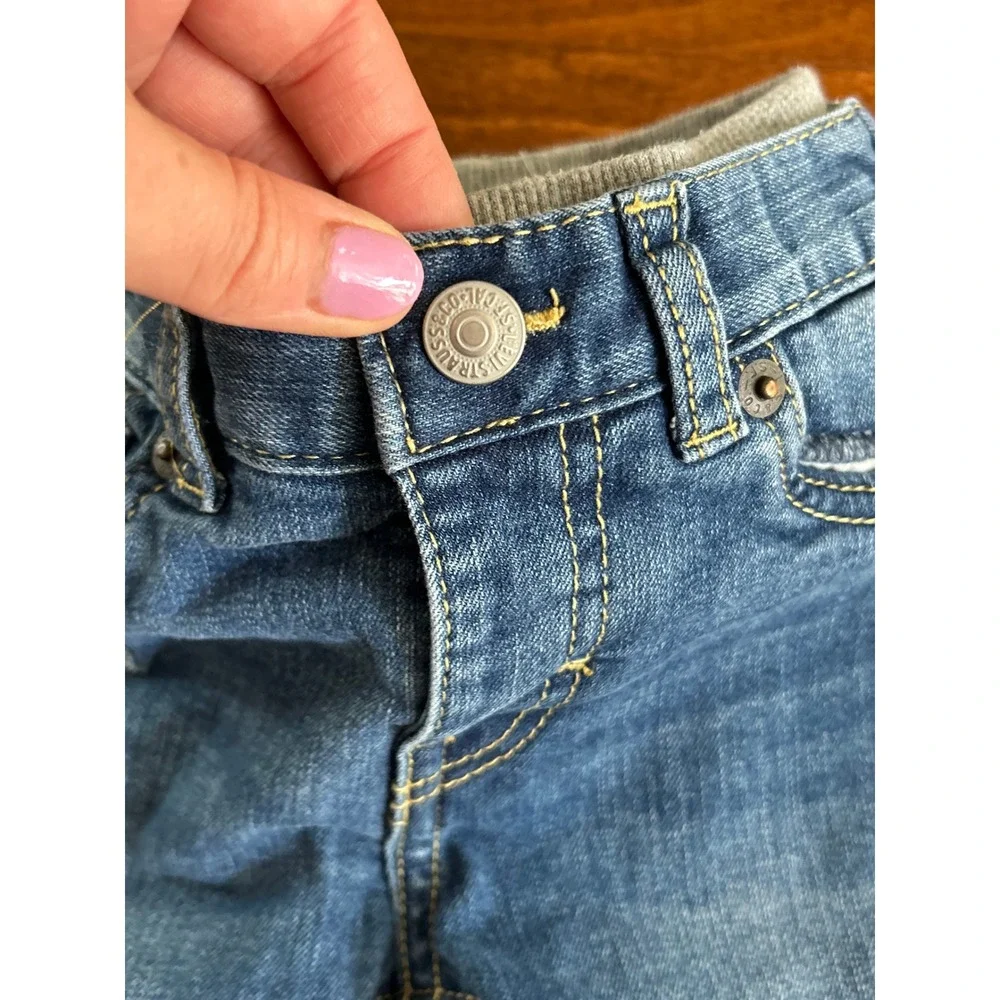 Levis 18M Toddler Boys Pull On Jeans Medium Wash Distressed Denim Pants 7319-M3M